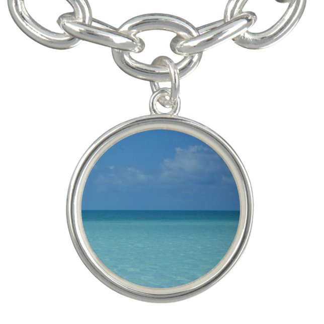 Caribbean Horizon Tropical Turquoise Blue Charm Bracelet (Design)