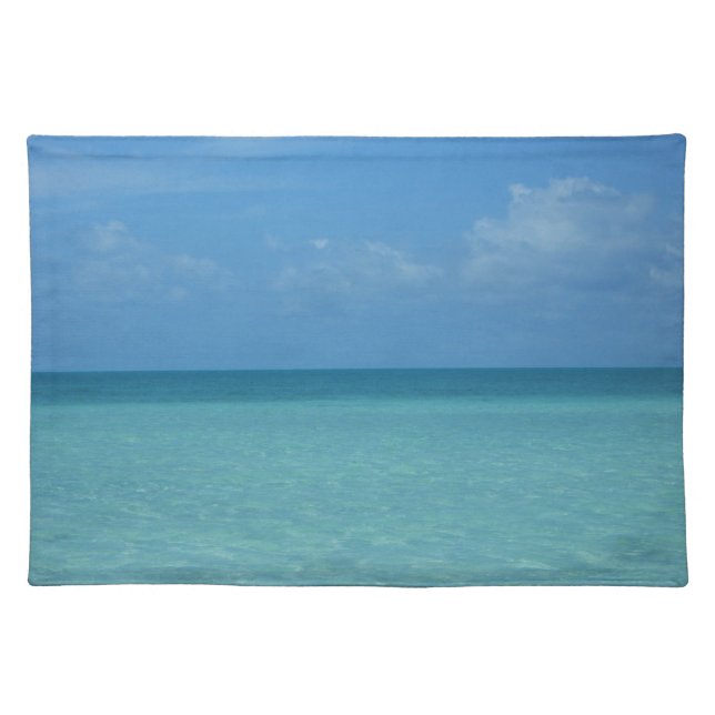 Caribbean Horizon Tropical Turquoise Blue Cloth Placemat (Front)