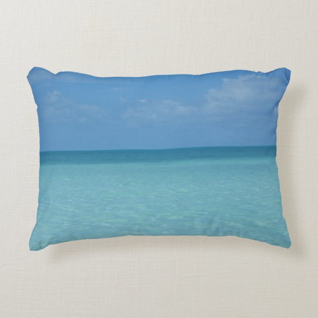 Caribbean Horizon Tropical Turquoise Blue Decorative Pillow (Front)
