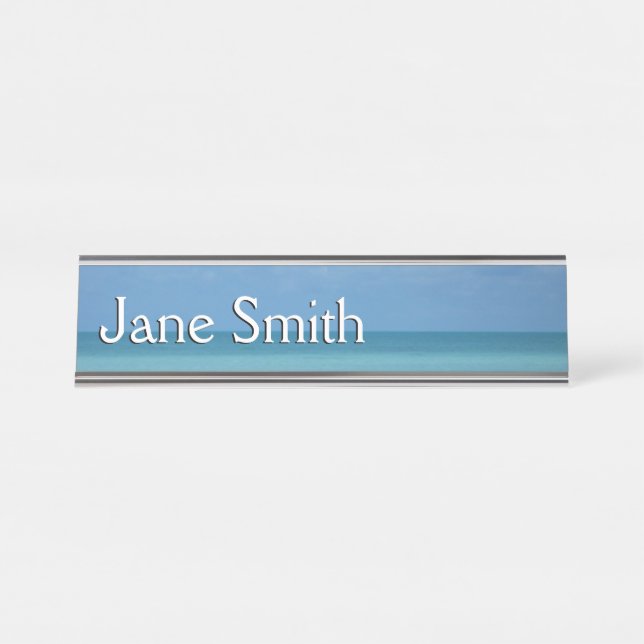 Caribbean Horizon Tropical Turquoise Blue Desk Name Plate (Front)