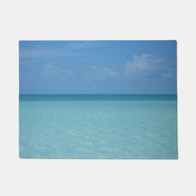 Caribbean Horizon Tropical Turquoise Blue Doormat (Front)