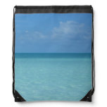 Caribbean Horizon Tropical Turquoise Blue Drawstring Bag
