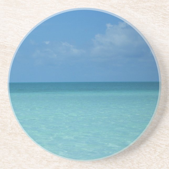 Caribbean Horizon Tropical Turquoise Blue Drink Coaster (Front)