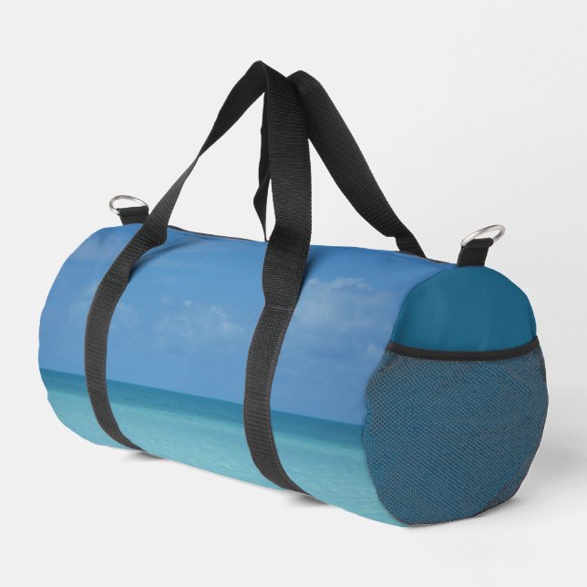 Caribbean Horizon Tropical Turquoise Blue Duffle Bag (Right Corner)