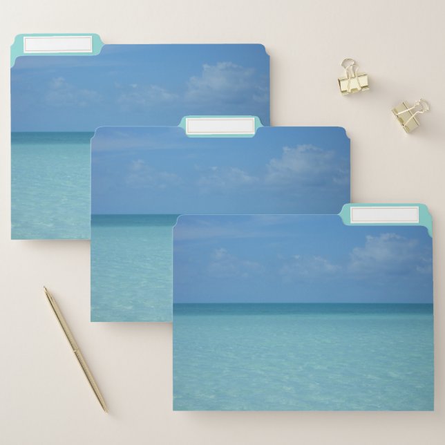 Caribbean Horizon Tropical Turquoise Blue File Folder (Set)