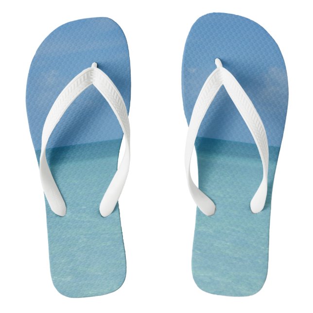 Caribbean Horizon Tropical Turquoise Blue Flip Flops (Footbed)