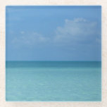 Caribbean Horizon Tropical Turquoise Blue Glass Coaster