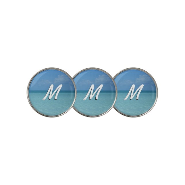 Caribbean Horizon Tropical Turquoise Blue Golf Ball Marker (3 Up)