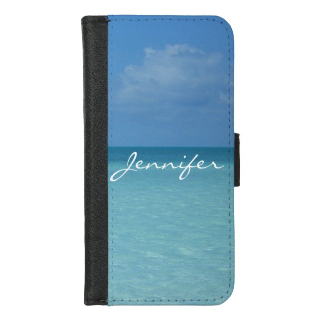 Caribbean Horizon Tropical Turquoise Blue iPhone Wallet Case (Front)