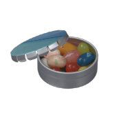 Caribbean Horizon Tropical Turquoise Blue Jelly Belly Candy Tin (Opened)