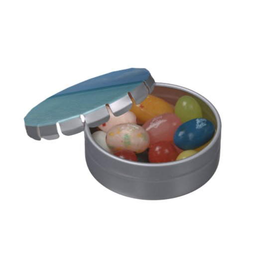 Caribbean Horizon Tropical Turquoise Blue Jelly Belly Candy Tin (Opened)