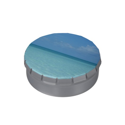 Caribbean Horizon Tropical Turquoise Blue Jelly Belly Candy Tin (Side)