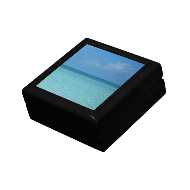 Caribbean Horizon Tropical Turquoise Blue Jewelry Box (Side)