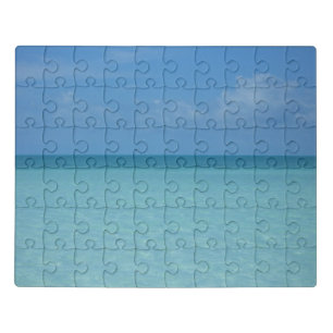 Caribbean Horizon Tropical Turquoise Blue Jigsaw Puzzle
