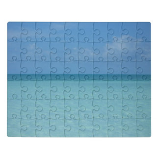 Caribbean Horizon Tropical Turquoise Blue Jigsaw Puzzle