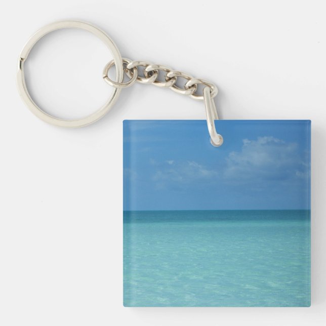 Caribbean Horizon Tropical Turquoise Blue Keychain (Front)