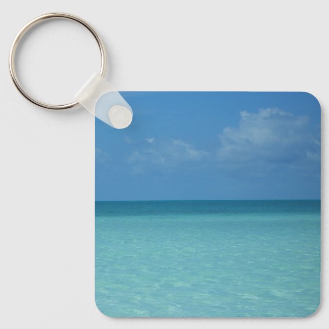 Caribbean Horizon Tropical Turquoise Blue Keychain (Front)