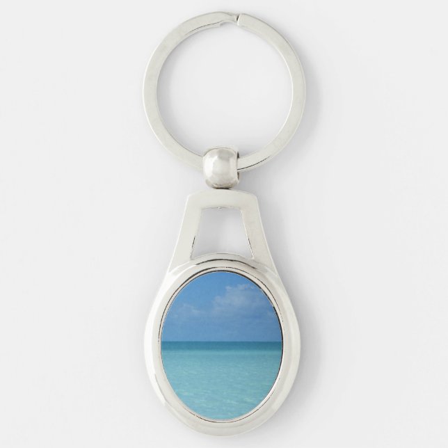 Caribbean Horizon Tropical Turquoise Blue Keychain (Front)