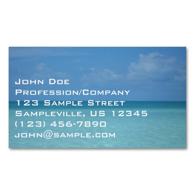 Caribbean Horizon Tropical Turquoise Blue Magnetic Business Card (Front)