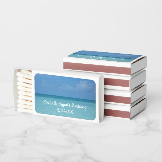 Caribbean Horizon Tropical Turquoise Blue Matchboxes (Stacked)