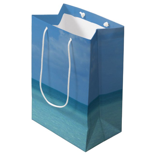 Caribbean Horizon Tropical Turquoise Blue Medium Gift Bag (Front Angled)