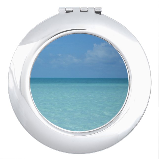 Caribbean Horizon Tropical Turquoise Blue Mirror For Makeup (Front)
