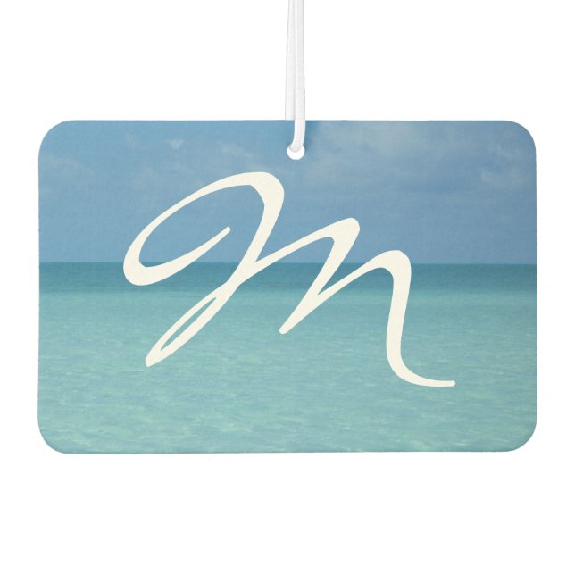 Caribbean Horizon Tropical Turquoise Blue Monogram Air Freshener (Front)