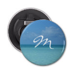 Caribbean Horizon Tropical Turquoise Blue Monogram Bottle Opener