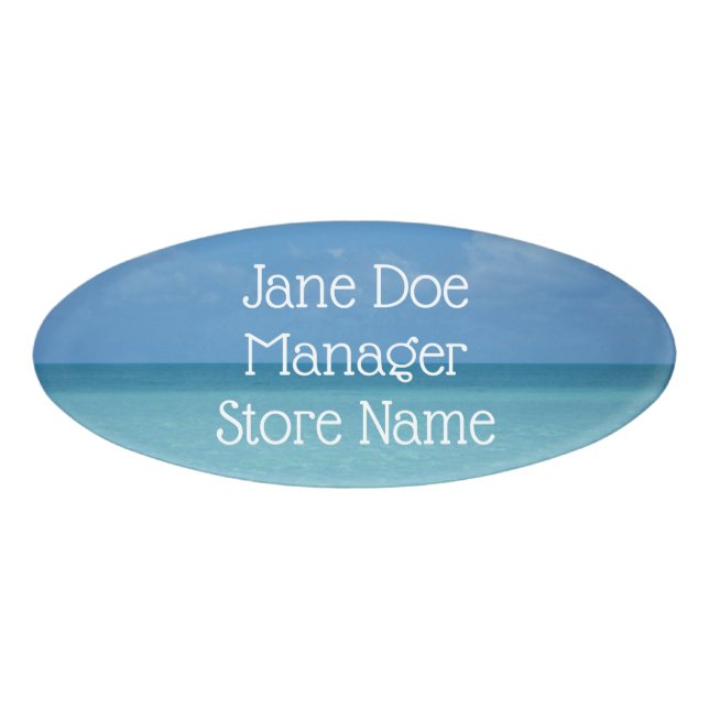 Caribbean Horizon Tropical Turquoise Blue Name Tag (Front)