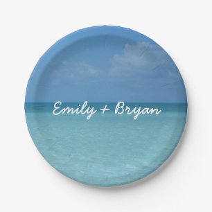 Caribbean Horizon Tropical Turquoise Blue Paper Plates