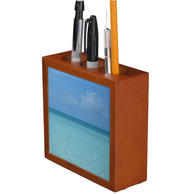Caribbean Horizon Tropical Turquoise Blue Pencil/Pen Holder (In Situ)