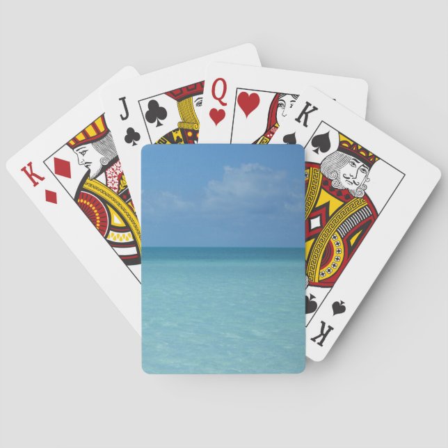 Caribbean Horizon Tropical Turquoise Blue Poker Cards (Back)