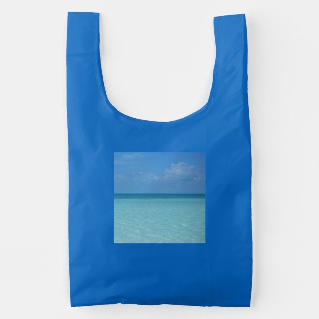 Caribbean Horizon Tropical Turquoise Blue Reusable Bag (Front)