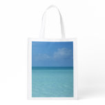 Caribbean Horizon Tropical Turquoise Blue Reusable Grocery Bag