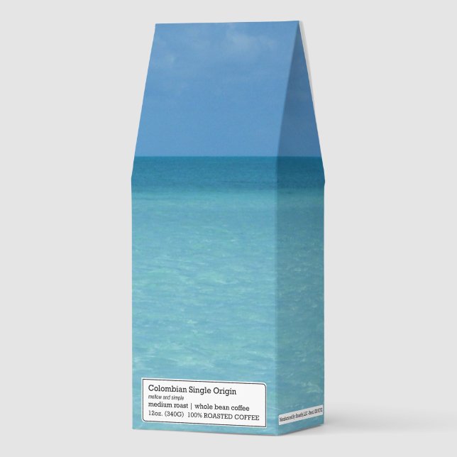 Caribbean Horizon Tropical Turquoise Blue Roasted Coffee (Front)