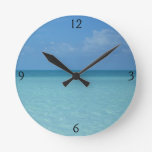 Caribbean Horizon Tropical Turquoise Blue Round Clock