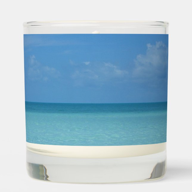 Caribbean Horizon Tropical Turquoise Blue Scented Candle (Front)