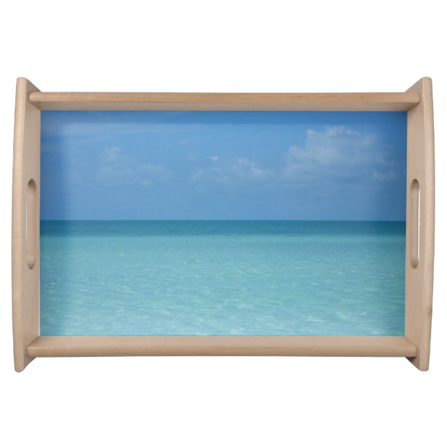 Caribbean Horizon Tropical Turquoise Blue Serving Tray (Front)