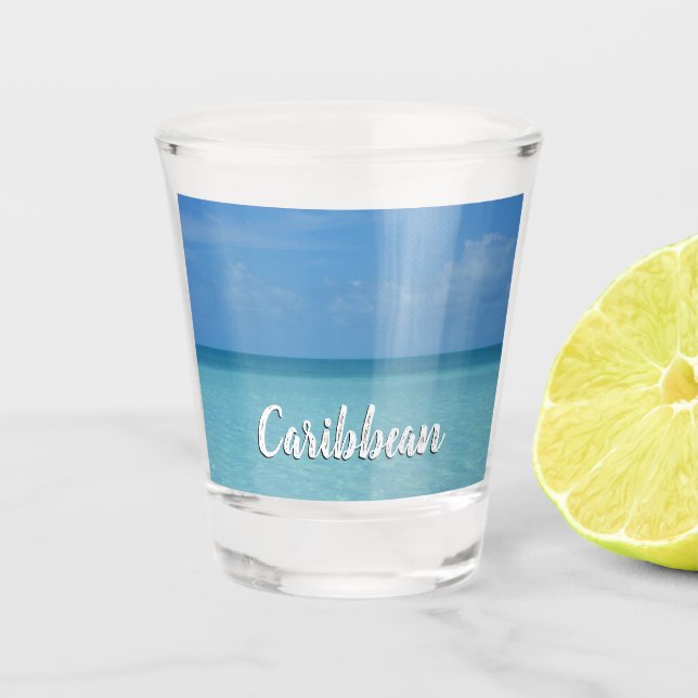 Caribbean Horizon Tropical Turquoise Blue Shot Glass (Front)