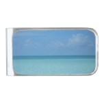 Caribbean Horizon Tropical Turquoise Blue Silver Finish Money Clip