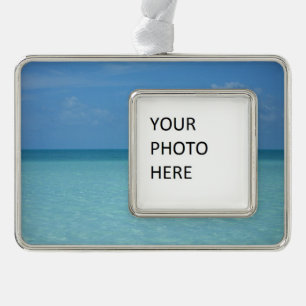 Caribbean Horizon Tropical Turquoise Blue Silver Plated Framed Ornament
