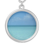 Caribbean Horizon Tropical Turquoise Blue Silver Plated Necklace