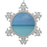 Caribbean Horizon Tropical Turquoise Blue Snowflake Pewter Christmas Ornament