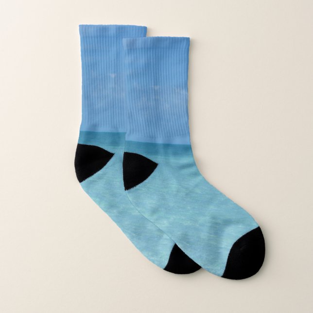 Caribbean Horizon Tropical Turquoise Blue Socks (Pair)