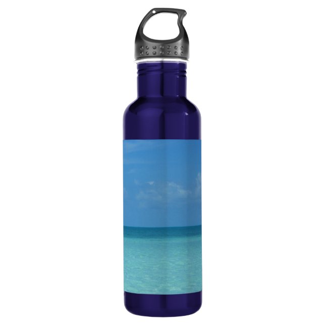 Caribbean Horizon Tropical Turquoise Blue Stainless Steel Water Bottle (Front)
