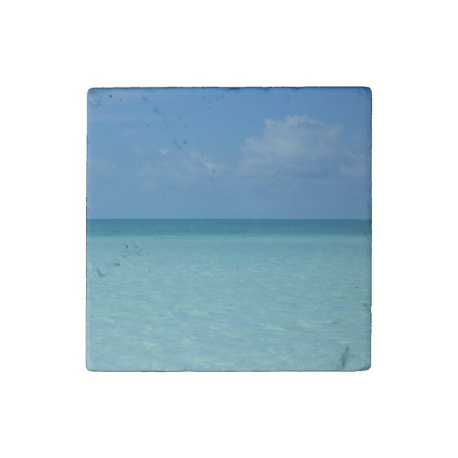 Caribbean Horizon Tropical Turquoise Blue Stone Magnet (Front)