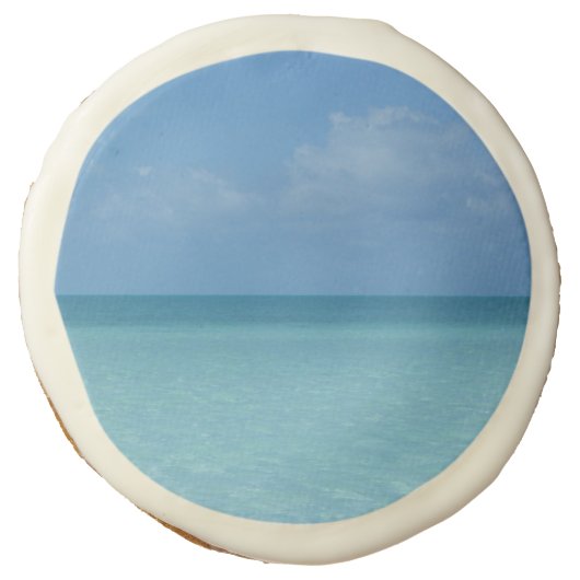Caribbean Horizon Tropical Turquoise Blue Sugar Cookie (Front)