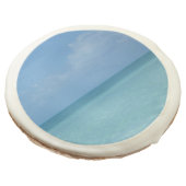 Caribbean Horizon Tropical Turquoise Blue Sugar Cookie (Angled)