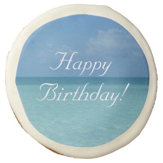 Caribbean Horizon Tropical Turquoise Blue Sugar Cookie (Front)