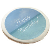 Caribbean Horizon Tropical Turquoise Blue Sugar Cookie (Angled)